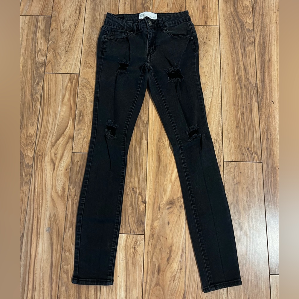 RSQ Black Distressed Skinny Jeans Size 1